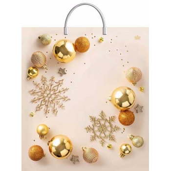 Мешок  новогодний 44х40см ПВД 100мкм с пластиковой ручкой, Новогодний блеск  арт.н00267651