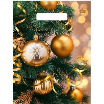 Мешок  новогодний 30х23см ПВД 30мкм с вырубной неукрепленной ручкой, Серпантин и шарики арт.н00268215 Мешок  новогодний 30х23см ПВД 30мкм с вырубной неукрепленной ручкой, Серпантин и шарики арт.н00268215