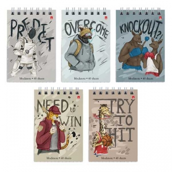 Блокнот А7 40л на гребне  НА СПОРТЕ в клетку, ассорти 5 видов арт.3-40-769