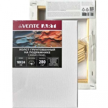 Холст грунтованный на подрамнике deVENTE ARTISTIC STUDIO 18*24см, 100% хлопок 280 г/м2, мелкое зерно арт.8150410 Холст грунтованный на подрамнике deVENTE ARTISTIC STUDIO 18*24см, 100% хлопок 280 г/м2, мелкое зерно арт.8150410