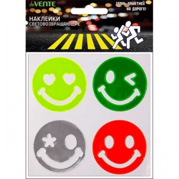 Светоотражающие наклейки deVENTE Смайлики 50х50 мм, ПВХ, ассорти арт. 9083901 Светоотражающие наклейки deVENTE Смайлики 50х50 мм, ПВХ, ассорти арт. 9083901