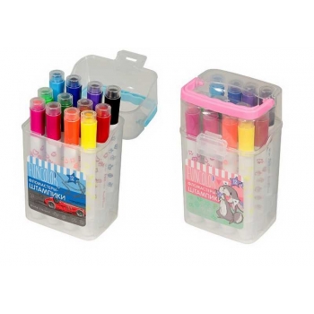 Фломастеры-штампики Bruno Visconti  12 цв FUNCOLOR, 2 вида, в пластик. пенале  арт.32-0038