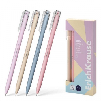 Ручка шариковая ErichKrause Slim Stick Tiramisu, 0.7, игольч.узел, синяя арт.61045 Ручка шариковая ErichKrause Slim Stick Tiramisu, 0.7, игольч.узел, синяя арт.61045
