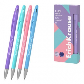 Ручка гелевая ErichKrause R-301 Gel Stick Pastel 0.5, синяя, корпус ассорти арт.61289 Ручка гелевая ErichKrause R-301 Gel Stick Pastel 0.5, синяя, корпус ассорти арт.61289