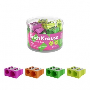 Точилка пластиковая ErichKrause на два отверстия EasySharp Duo, Neon, ассорти арт.60016 Точилка пластиковая ErichKrause на два отверстия EasySharp Duo, Neon, ассорти арт.60016