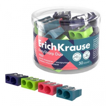 Точилка пластиковая ErichKrause на два отверстия EasySharp Duo Reef, ассорти арт.60027