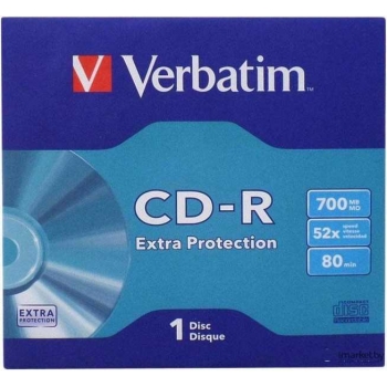Диск CD-R Verbatim 700 Мб 52X в бумажном конверте без окна арт.43843