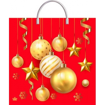 Мешок  новогодний 36х37см ПВД 100мкм с пластиковой ручкой, Алое золото  арт.н00267653