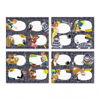 Наклейки для тетрадей ErichKrause 60*90мм Простоквашино, 4 листа, пакет с европодвесом арт.62026