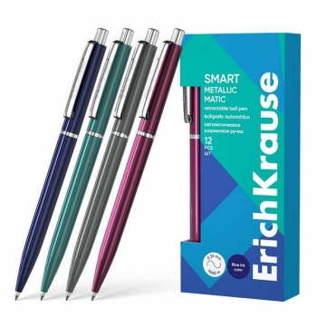 Ручка шариковая автоматическая ErichKrause Smart Matic Metallic, 0.7мм, синяя арт.61095 Ручка шариковая автоматическая ErichKrause Smart Matic Metallic, 0.7мм, синяя арт.61095