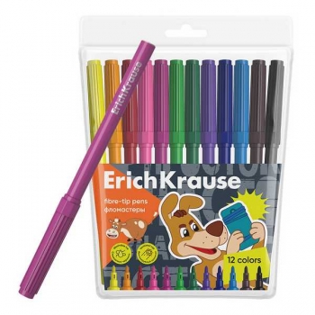 Фломастеры ErichKrause Простоквашино 12 цв., смываемые чернила на водной осн., в пластиковой упак.  арт.61065
