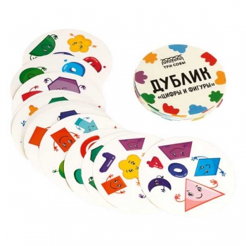 Игра настольная   ТРИ СОВЫ Дублик. Цифры и фигуры, 30 карточек, картонная коробка, 3+   арт.НИ_49425