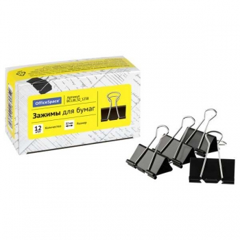 Зажим метал. для бумаг (3,2см) OfficeSpace, черный арт.BCLBL32_1238