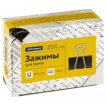 Зажим метал. для бумаг (4,1см) OfficeSpace, черный арт.BCLBL41_1240