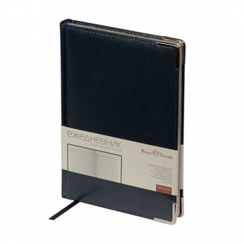 Ежедневник А5+ 145*205 мм, недатир. Bruno Visconti PERSONA 272 стр, синий, тв.обл. рециклированная кожа  арт.3-680/01