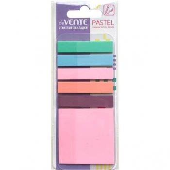 Набор самокл. флажков пластик. с клеевым кпаем deVENTE 50*50мм и 50*10 мм, 6*20 л., Pastel  арт. 2011427