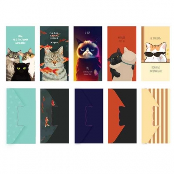 Конверт для денег 85*164мм MESHU Cats глянц. ламинация, 5 дизайнов арт.MS_55125 Конверт для денег 85*164мм MESHU Cats глянц. ламинация, 5 дизайнов арт.MS_55125