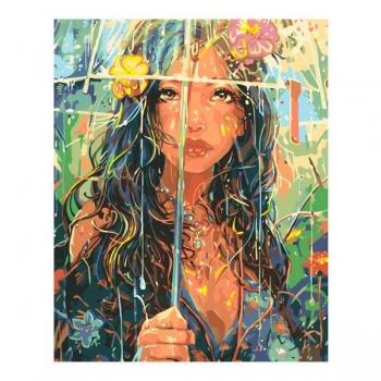 Набор для рисования по номерам, картина 41х51 см Под зонтом (холст на подрамнике, краски, кисть) арт.Рх-196