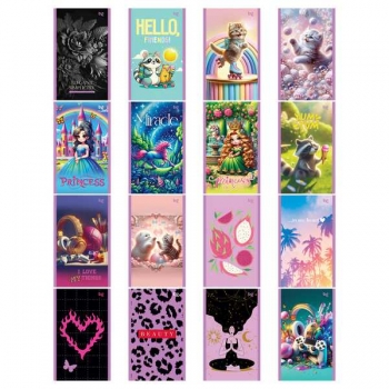 Блокнот А6 24л на скрепке BG МИКС. Девочки в клетку арт.Б6ск24 11878