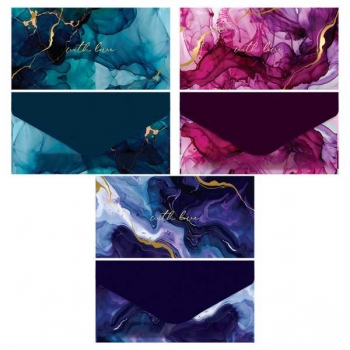 Конверт для денег 85*164мм MESHU Streaks, матовая ламинация, фольга, 3 дизайна арт.MS_65054