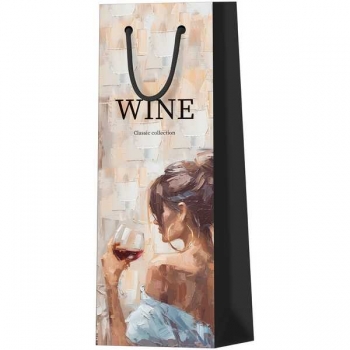 Пакет подарочный 12х36х8,5см MESHU Elegance, матовое ламинирование, картонный (для бутылки) арт.MS_61736