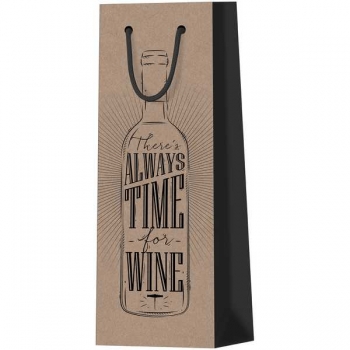 Пакет подарочный 12х36х8,5см MESHU Craft bottle, крафт, картонный (для бутылки) арт.MS_61735