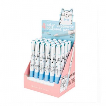 Ручка шариковая автоматическая Bruno Visconti Best Friends 0.5 мм,4 цвета чернил (черн,син,зел,красн) арт.20-0406