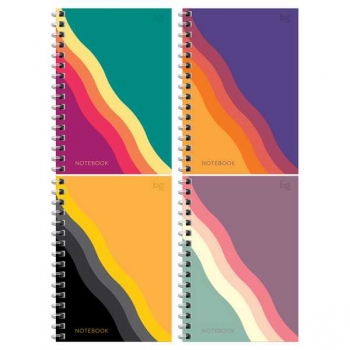 Записная книжка А6 120л на гребне BG Bright wave в клетку арт.ЗК6гр120 12789