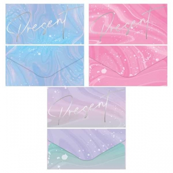 Конверт для денег 85*164мм MESHU Present, мат. ламинация, фольга, 3 дизайна арт.MS_65055