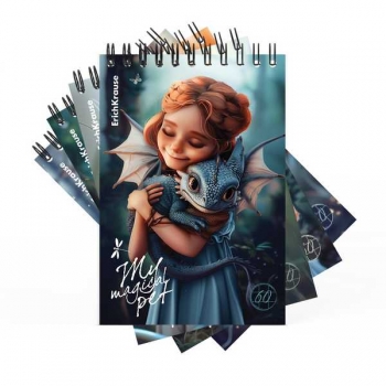 Блокнот А6 60л на гребне ErichKrause Magic Pet в клетку арт.63380