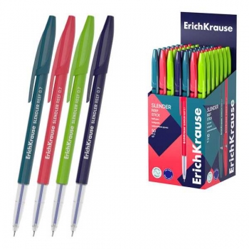 Ручка шариковая ErichKrause Slender Stick Reef, 0.7, игольч. узел, одноразовая, синяя арт.63095