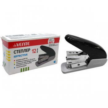 Степлер 10 (12л) deVENTE iEFFECTIVE (гл.скр 35мм) пластик,  в карт.коробке, черный арт. 4142404