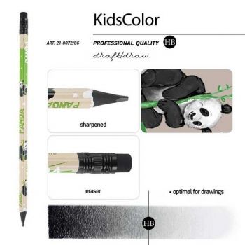 Карандаш Bruno Visconti HB ч/гр. с ластиком Kids Color. Панда,трехгранный,пластик. корпус арт.21-0072/06