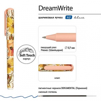 Ручка шариковая Bruno Visconti DreamWrite. Flora  в карт. тубе, 0,7 мм, синяя, 3 вида арт.20-0264/21