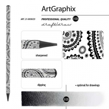 Карандаш Bruno Visconti HB ч/гр. ArtGraphix. Сashmere pattern, трехгранный, пластик. корпус арт.21-0038/23