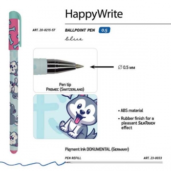 Ручка шариковая Bruno Visconti HappyWrite. KAWAII ANIMALS.Щеночек, 0,5мм, синяя арт.20-0215/57
