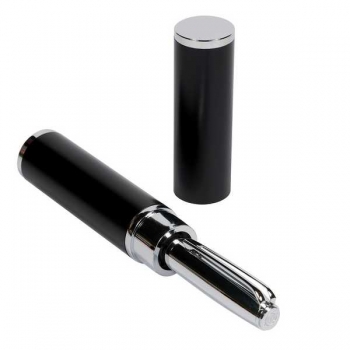 Ручка Bruno Visconti NAPOLI шарик.автомат.в круглом тубусе,1,0мм,синяя,корпус черн и сереб,черн.футляр арт.20-0383/032