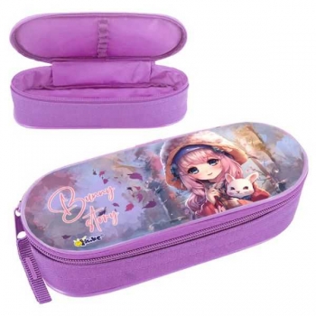 Пенал мягкий корпусный 210х85х50, одно отделение, резинки на клапане арт.ПМК 22-20 Аниме с зайкой