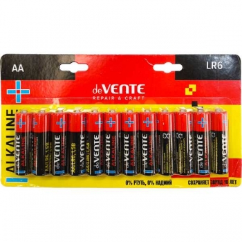Батарейка deVENTE Alkaline алкалиновая, AA, LR6, 1,5В, 12 шт в блистере арт.9010110