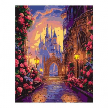 Набор для рисования по номерам, картина 41х50 см Волшебный замок (основа на карт, краски, кисть) арт.Кпн-398