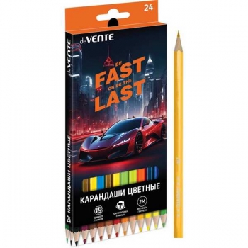 Карандаши deVENTE 24цв Fast Or Last 2М, шестигранные, в карт.уп.  арт.5024537