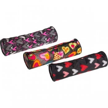 Пенал мягкий тубус 210х60х60 Attomex Hearts текстильный с рис., 3 дизайна ассорт арт.7021577