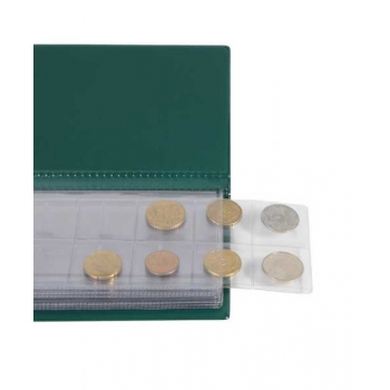 Альбом для монет 105*223 Монеты , 6 вварных файлов для 72 монет, кожзам темно-зеленый арт.2858-208