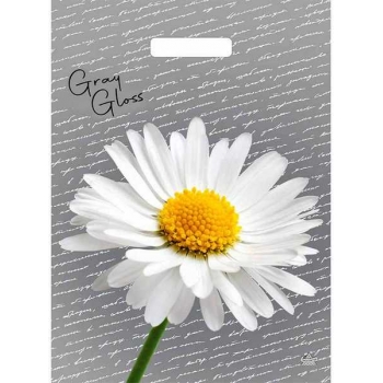 Мешок 43х31,5см ПВД 50мкм  с вырубной ручкой, Грэй Глосс  Ромашка арт.н00269304