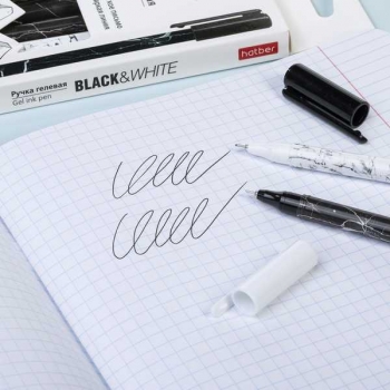 Ручка гелевая Hatber BlackWhite, 0.5, игольч. узел, корпус ассорти, черная арт.GP_087496