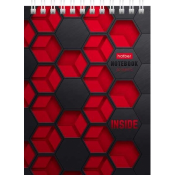 Блокнот А6 40л на гребне Hatber INSIDE в клетку, ассорти 6 видов арт.40Б6В1гр/080475