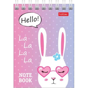 Блокнот А7 40л на гребне Hatber Прикольные зайцы в клетку, ассорти 6 видов арт.40Б7В1гр/061437