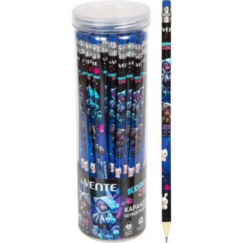 Карандаш deVENTE HB ч/гр. с ластиком, Korokoro, трехгранный, заточенный арт.5032500