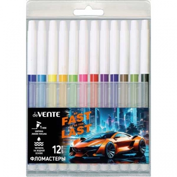 Фломастеры deVENTE 12 цв. в пластиковой упаковке Fast Or Last арт.5081522