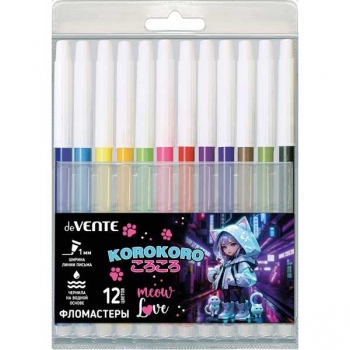 Фломастеры deVENTE 12 цв. в пластиковой упаковке Korokoro арт.5081520